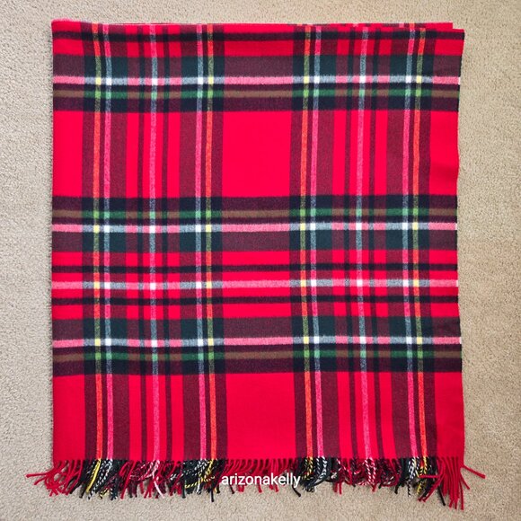 Vineyard Vines Merino Wool Tartan Wrap Red Plaid Soft - Picture 5 of 16